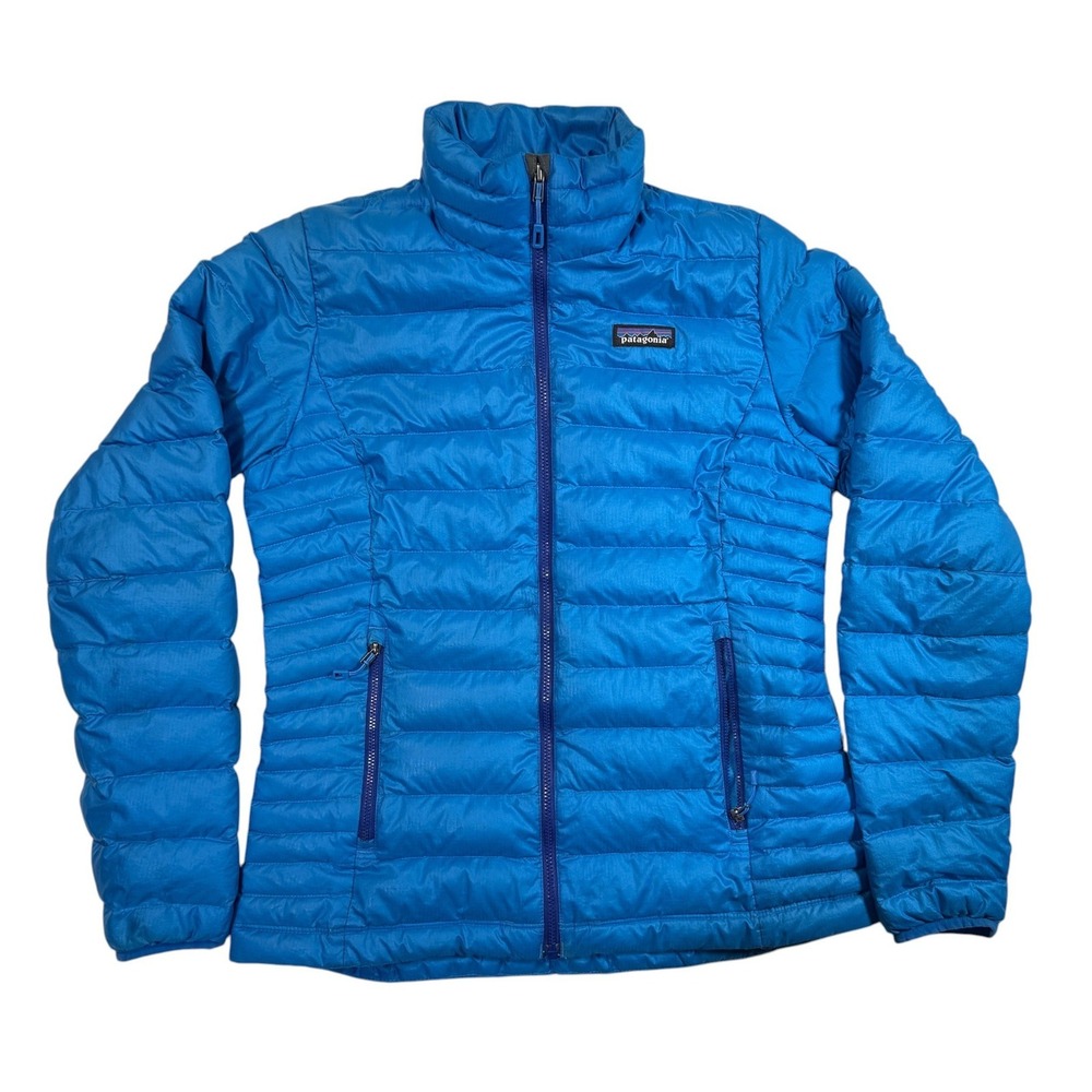 Patagonia Down Sweater Jacket Womens Small Blue Full Zip Puffer Goose Down
